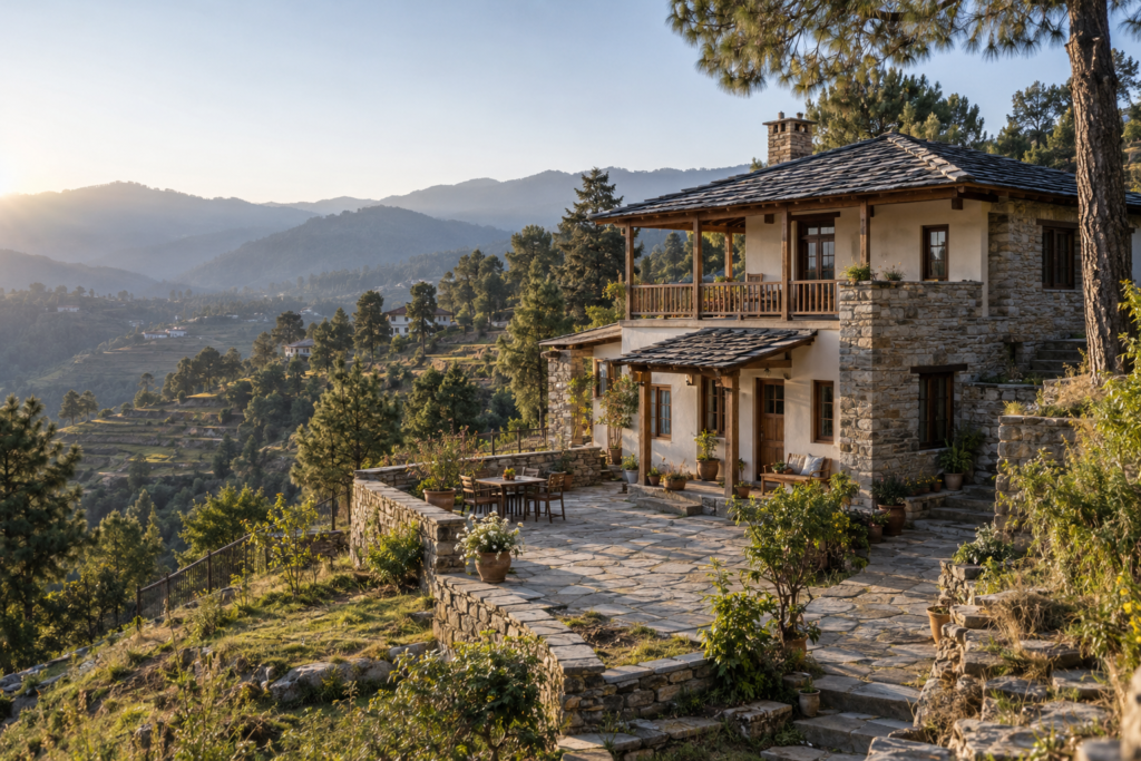 Traditional-modern residential property surrounded by Almora hills