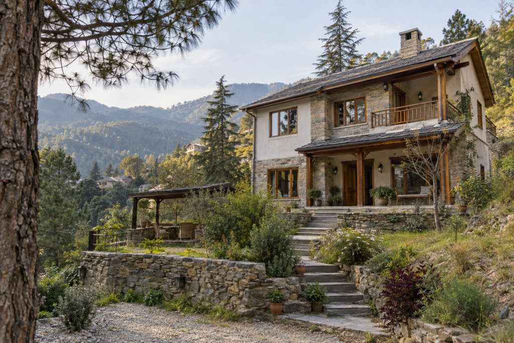 Independent family house with garden and mountain surroundings in Uttarakhand