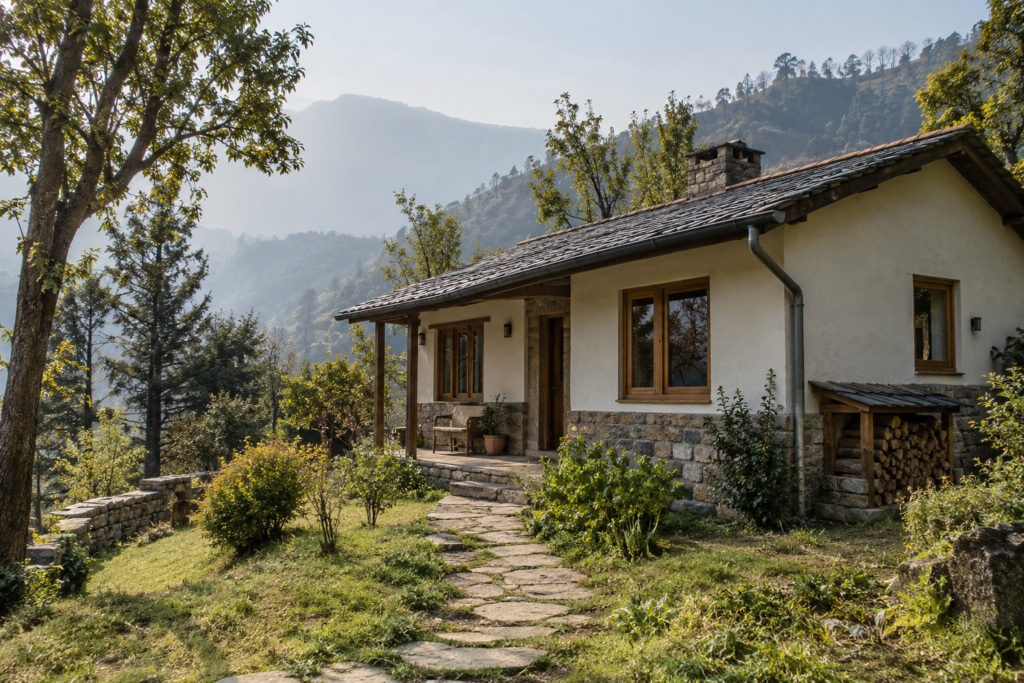 Compact cottage-style second home set in the Uttarakhand hills